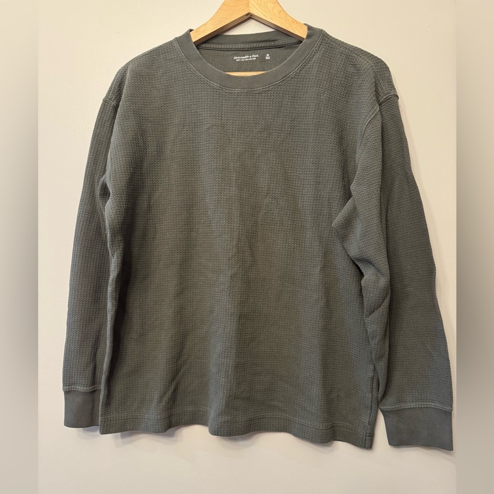 Abercrombie & Fitch Soft A&F Green Waffle Thermal Long Sleeve Med Cozy Comfy